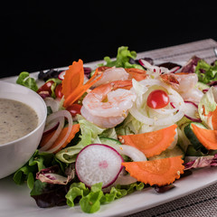 Fried Shrimp with vegetable salad