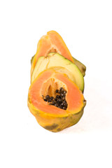 Mixed slices of papaya and avocado.