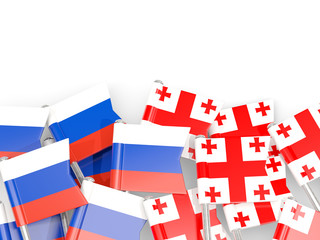 Fototapeta na wymiar Flag pins of Russia and Georgia isolated on white