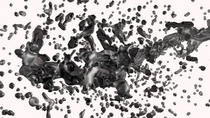 Dark water splash isolated on white background. 3d rendered