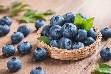 Blueberries in wicker basket