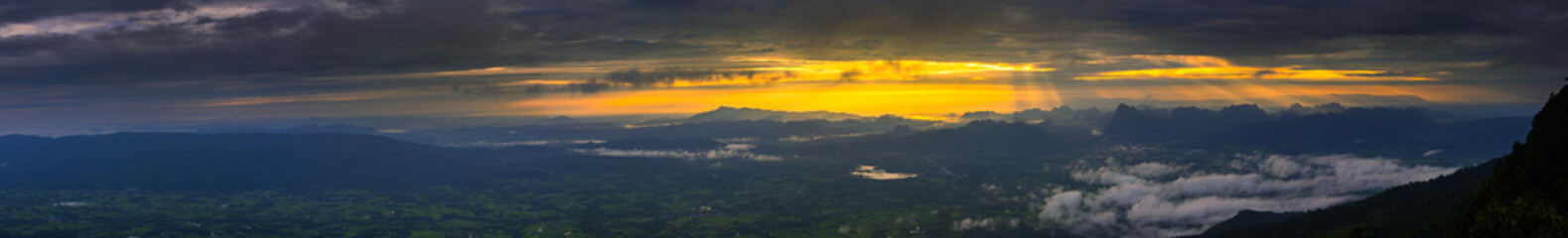 Beautiful morning sunrise in mountain