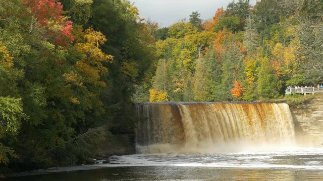 Locked down veiw of Upper Tahquamenon Falls in Autumn, in the Upper Peninsula of Michigan.
