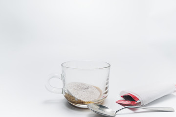 Coffee powder Coffee cup in coffee mug on white background