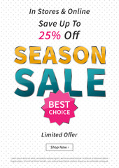 Banner Season Sale vector illustration. Creative banner layout for m-commerce, promotions, coupons, advertising.