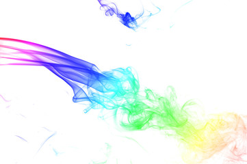 colored smoke isolated on white background