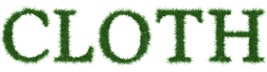 Cloth - 3D rendering fresh Grass letters isolated on whhite background.