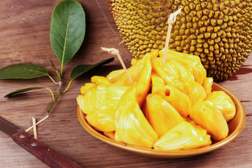 Tropical Jack Fruit on the wood background