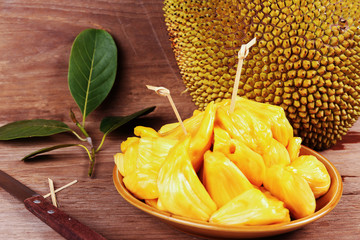 Tropical Jack Fruit on the wood background