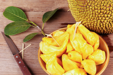 Tropical Jack Fruit on the wood background