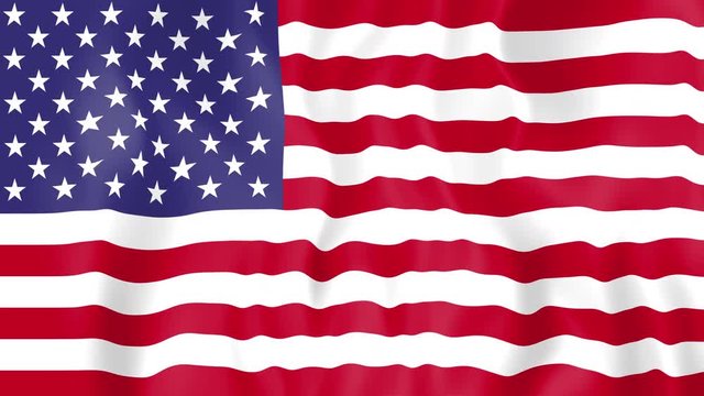 Animated flag of the United States of America in slow motion