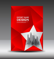 Red Cover design Annual report vector illustration, booklet, poster, annual report template, layout in a4 size, polygon background