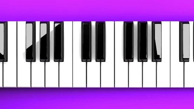 Piano Keyboard On Purple Background.
Loop able 3DCG render Animation.