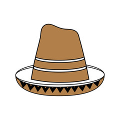 falr line monocromatic mexican hat over white background vector illustration