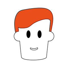 flat line monocromatic man  head over  white background vector ilustration