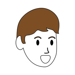 flat line monocromatic man  head over  white background vector ilustration