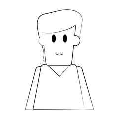 flat line uncolored  man over white  background vector illustration