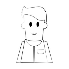 flat line uncolored man over white  background vector illustration