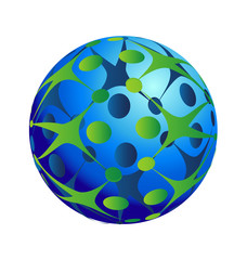 People figures connected globe icon logo