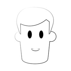 flat line uncolored man  head over  white background vector ilustration