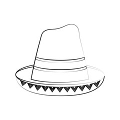 falr line uncolored  mexican hat over white background vector illustration