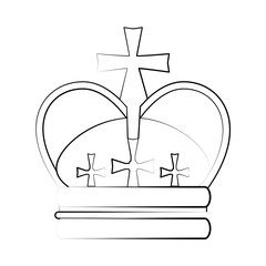 flat line uncolored  crown over white background vector  ilustration