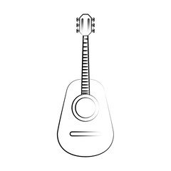 flat line uncolored  guitar over white background vector  ilustration