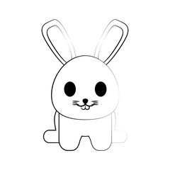 falt line  uncolored kawaii rabbit over white background vector illustration