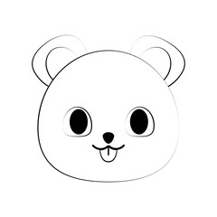 falt line  uncolored kawaii  bear head  over white background vector illustration