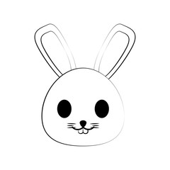 falt line  uncolored kawaii rabbit over white background vector illustration