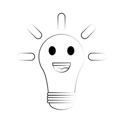 flat  line uncolored  kawaii bulb over white background vector illustration