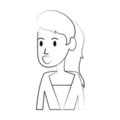 flat  line uncolored  woman over white background vector illustration