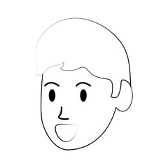 flat line uncolored man  head over  white background vector ilustration