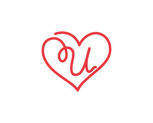 Letter U and heart logo 1
