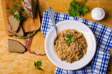 Pearl barley with vegetables