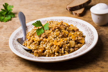 Pearl barley with vegetables