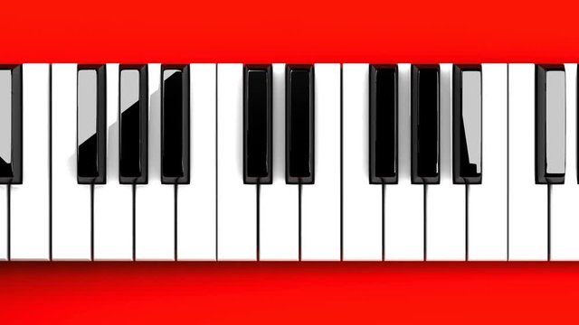 Piano Keyboard On Red Background.
Loop able 3DCG render Animation.