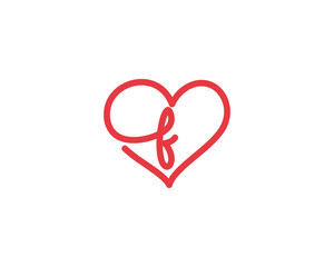 Lowercase Letter f and Heart Logo 1