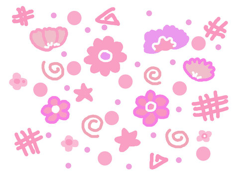 Sweet Flower Star Polka Dot Background Cute Cartoon Pink Wallpaper