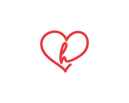 Lowercase Letter h and Heart Logo 1