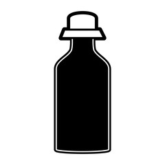 Black flat line bottle design over white background vector illustration