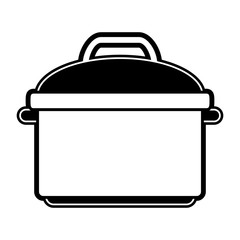 Black flat line pot over white background vector illustration