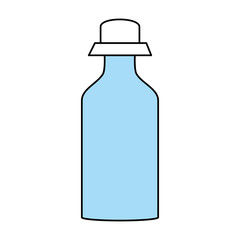 Flat line monocromatic bottle over white background vector illustration