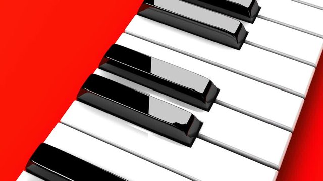 Piano Keyboard On Red Background.
Loop able 3DCG render Animation.