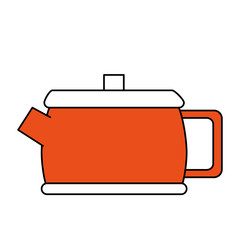 Flat line monocromatic teapot over white background vector illustration