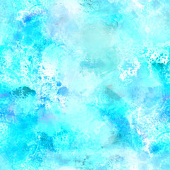 Seamless turquoise blue watercolor repeat print