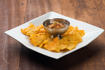 nachos with salsa sauce