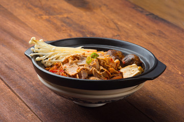 kimchi soup noodle in a pot