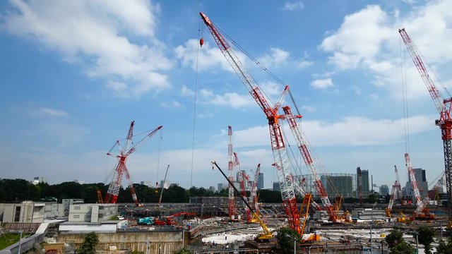 4k 東京タイムラプス　新国立競技場　建設現場　2017年