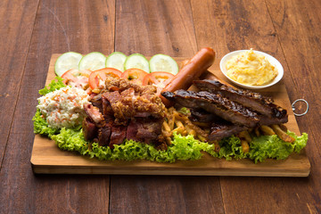 roasted pork knuckle ribs ,sausage and mash potatoes